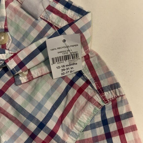 GAP Kids | Blue & Red | Plaid Poplin Short
Sleeve Shirt - Picture 4 of 5